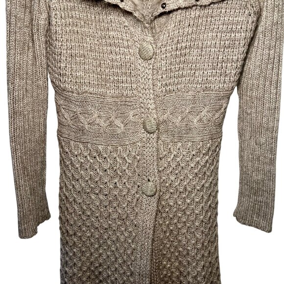 Sloni Brown Indie Chunky Knit Sweater Whimsigoth Granola Knit Fur Waffle Large - Picture 4 of 16